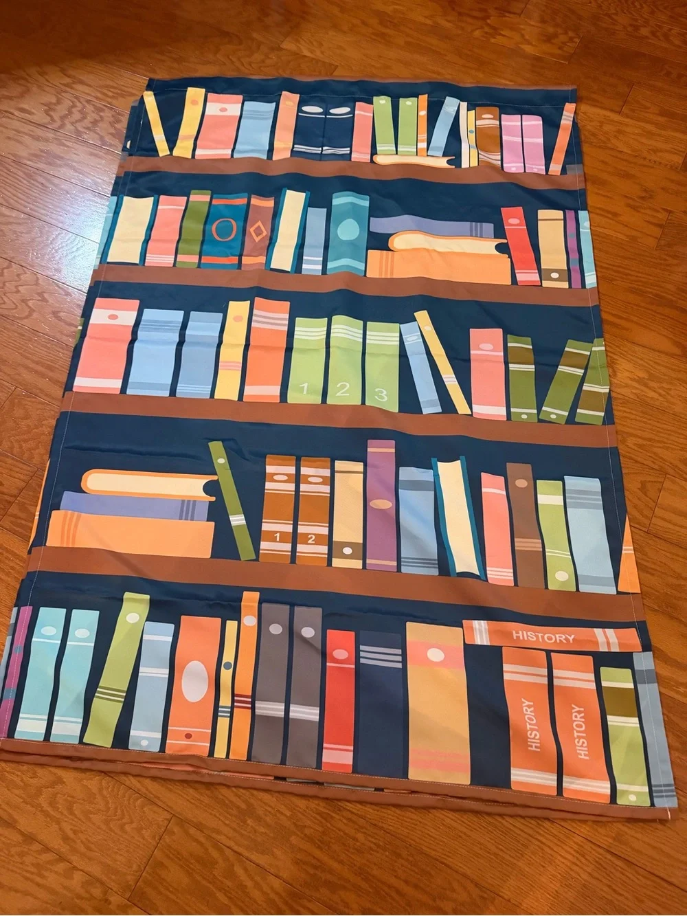 Colorful Bookshelf Print Curtains - super cute!